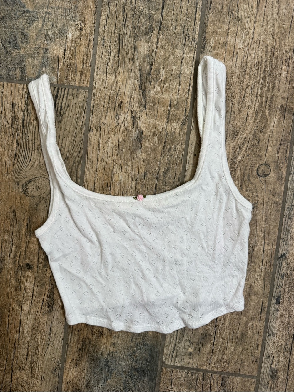 PacSun White Ribbed Eyelet Crop Tank